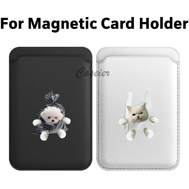 Phone Accessories For Android - 쓰레기봉투 고양이 자석 가죽 지갑 아이폰
