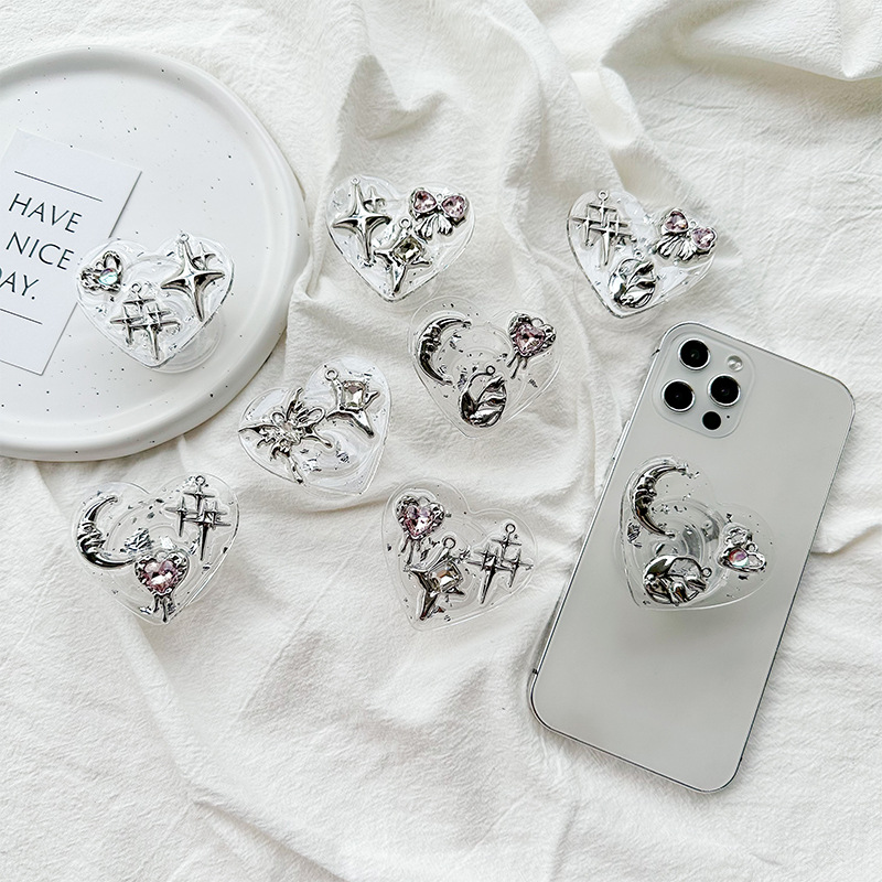 Phone Accessories Stand - 클리어 하트 폰 그립 홀더, 뒷면