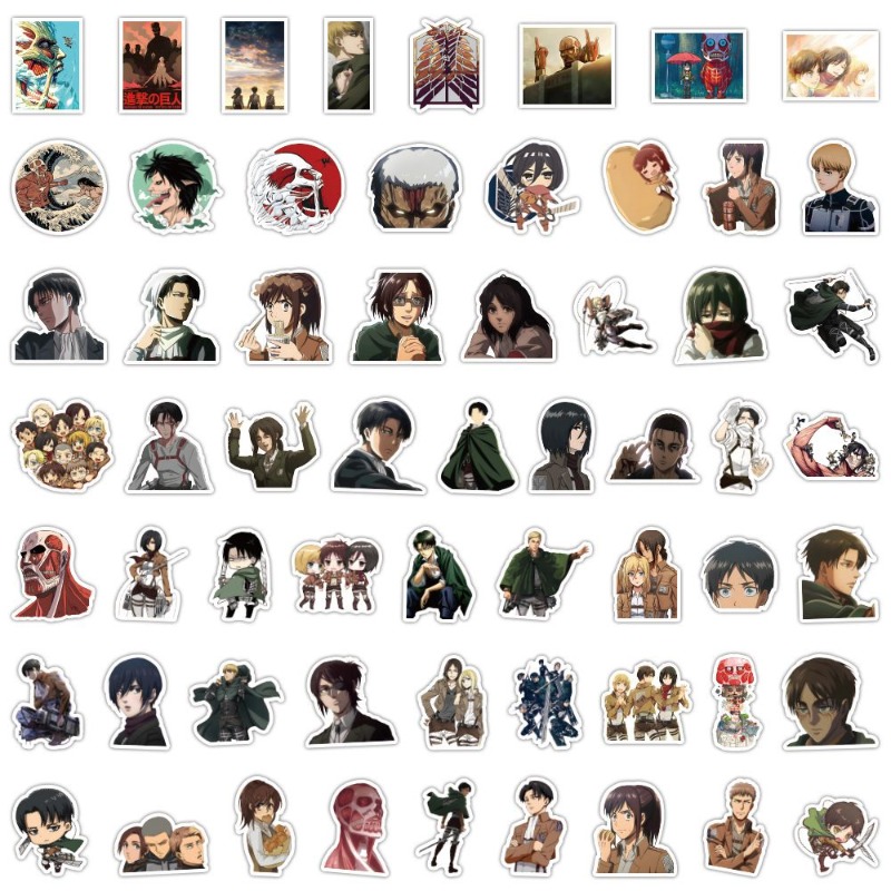 Phone Accessories Aesthetic - 60Pcs 진격의 거인 애니메이션 스티커 귀여운