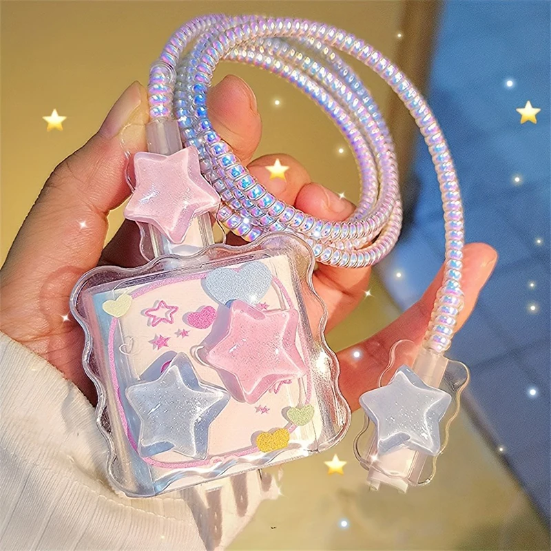 Kawaii 귀여운 3D 스타 러브 하트 웨이브 테두리 - Phone Accessories Aesthetic 리뷰 및 가격