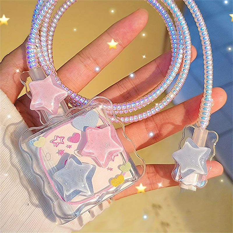 Kawaii 귀여운 3D 스타 러브 하트 웨이브 테두리 - Phone Accessories Aesthetic 리뷰 및 가격