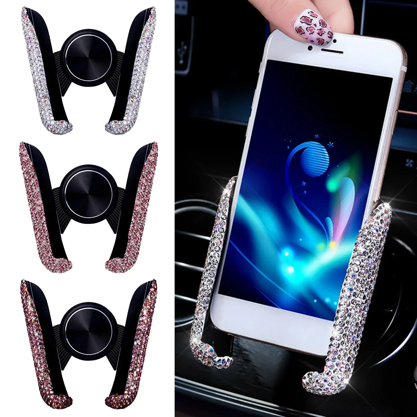새로운 자동차 휴대폰 거치대 다이아몬드 크리스탈 차량  - Phone Accessories For Android 리뷰 및 가격