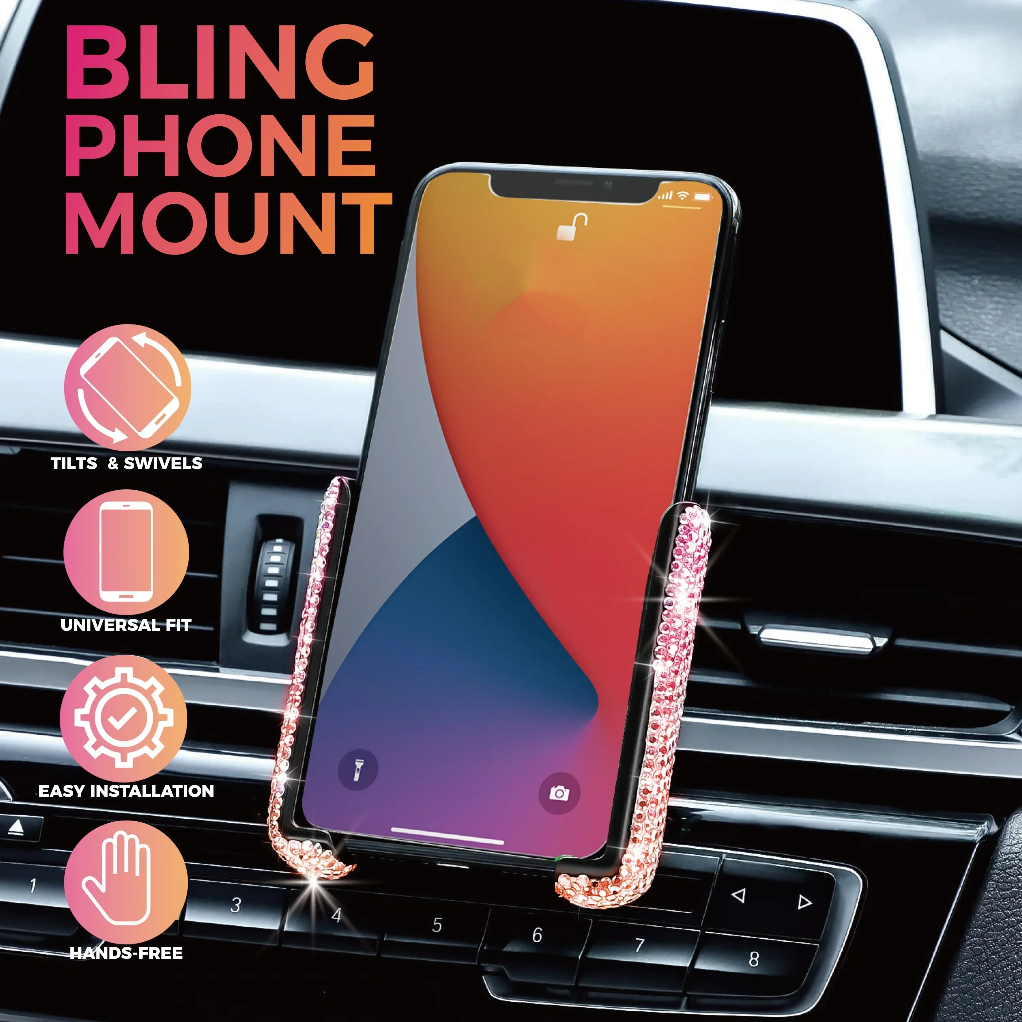 새로운 자동차 휴대폰 거치대 다이아몬드 크리스탈 차량  - Phone Accessories For Android 리뷰 및 가격