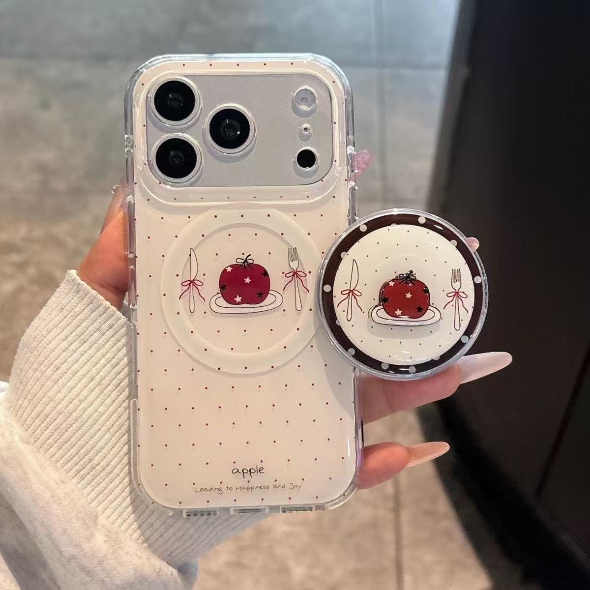 빈티지 레드 애플 폰 마그네틱 그립 접이식 에어백 브래 - Phone Accessories Stand 리뷰 및 가격
