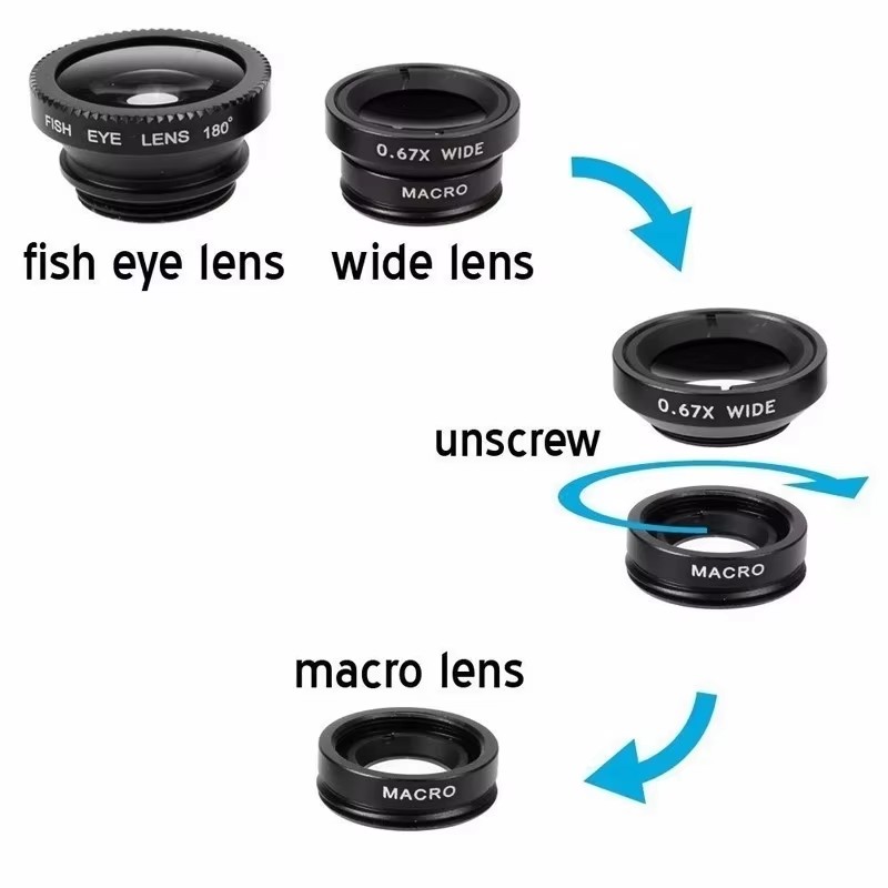 3 in 1 어안렌즈 0.67배 광각 줌렌즈 어안 매크 - Lens Camera Clip 리뷰 및 가격