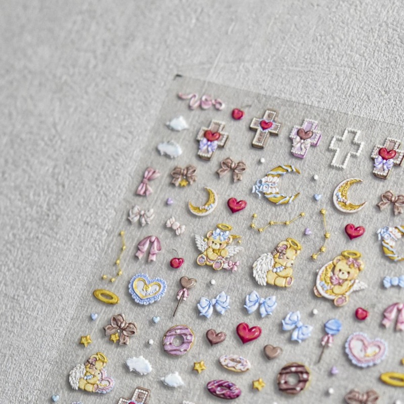 귀여운 천사 곰 만화 3D 입체 스티커 미니어처 DIY - Phone Accessories Aesthetic 리뷰 및 가격