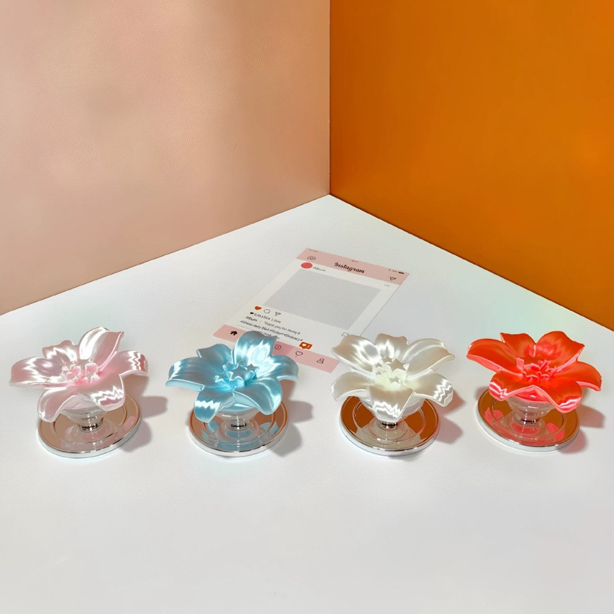 글로시 펄 릴리 플라워 마그네틱 폰 그립 홀더 카와이  - Phone Accessories Stand 리뷰 및 가격