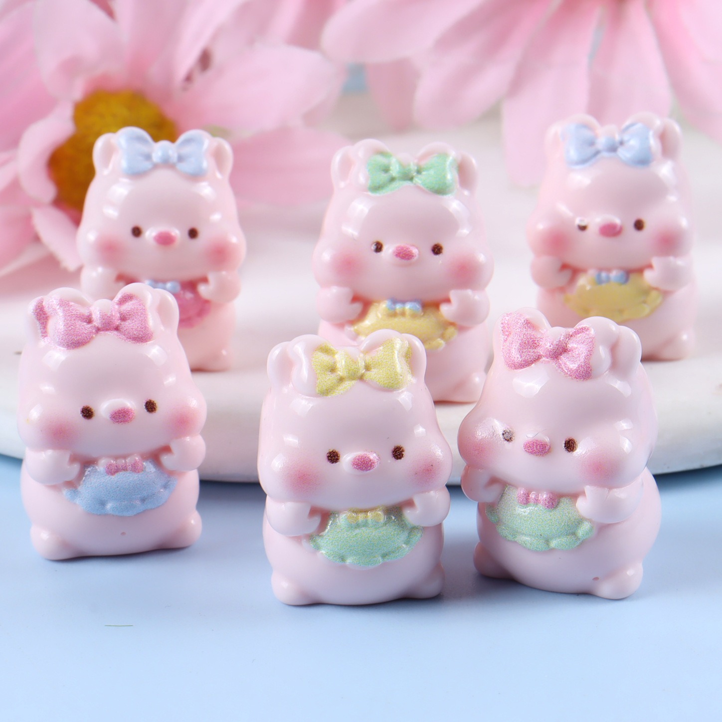 6PCS 혼합 귀여운 돼지 레진 참 플랫백 DIY 헤어 - Yellow Phone Accessories 리뷰 및 가격
