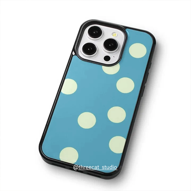 젠틀 걸 레이크 블루 밀크 옐로우 빅 폴카 도트 폰 케 - Yellow Phone Accessories 리뷰 및 가격